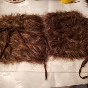 Women's Leg/Boot Warmers, Brown Long Hair Faux Fur, NEW